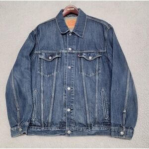 Levis Jacket Mens 2XL XXL Stonewash Blue Type 3 Denim Trucker Button Up Red Tab